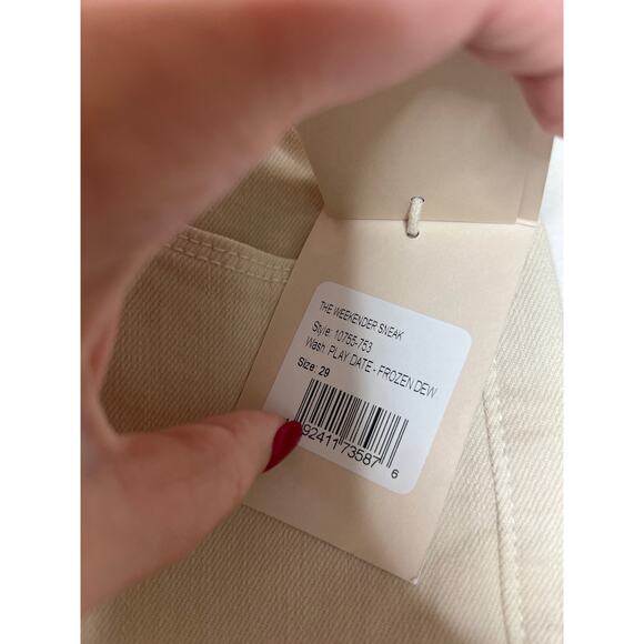 NWT Mother The Weekender Sneak Flare High Rise Denim Jeans Beige Size: 29 - Picture 5 of 9